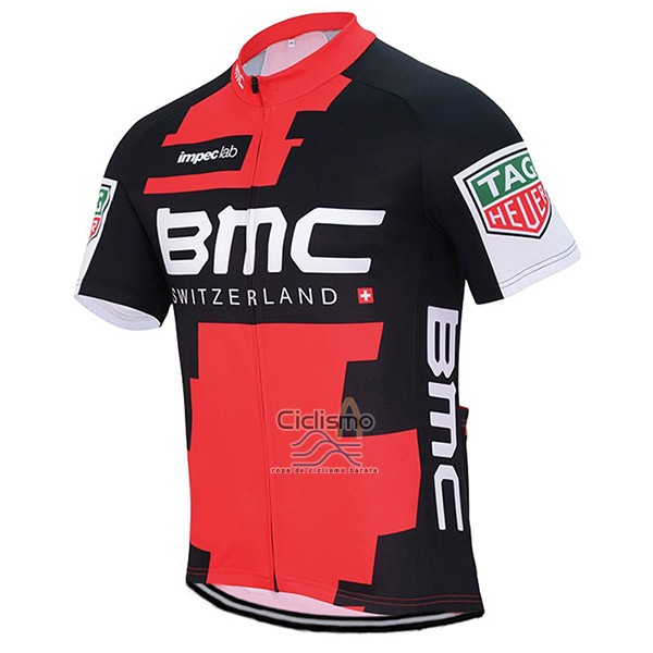 Bmc Ropa Ciclismo Culotte Corto 2017 Mangas Cortas Rojo y Negro